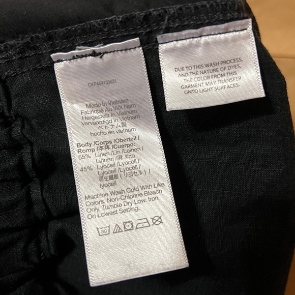 Madewell | Linen Blend Easy Pull-On Shorts High Waisted Shorts Black Size S - Picture 7 of 7